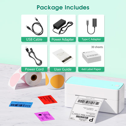 ItriAce 241BT Bluetooth Etikettendrucker, Versandetiketten Drucker 4×6 Thermodrucker DHL Ettikettendrucķer für Kleine Unternehmen, Label Printer Kompatibel mit Amazon, Shopify, Ebay, UPS -Grün