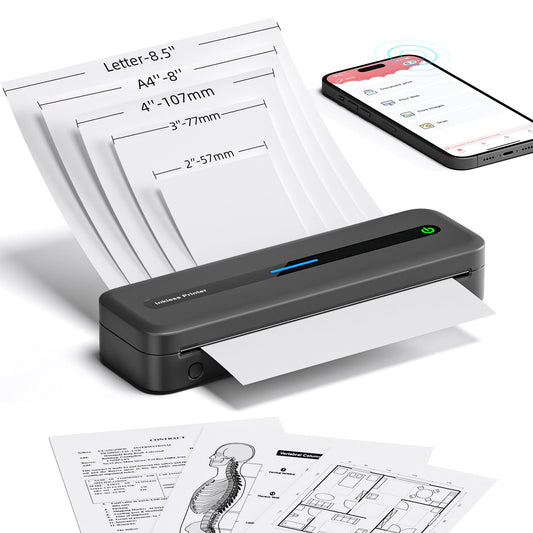 ItriAce Stampante Portatile – Nuova Stampante Termica A4 300DPI Migliorata Dupporta Carta Termica per Studio, Viaggi, Casa, Ufficio, Compatibile con Telefono e Laptop, Grigio