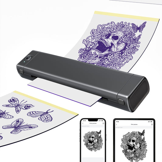 ItriAce Tattoo Stencil Printer, M08F Wireless Portable Tattoo Transfer Stencil Machine, Bluetooth Thermal Tattoo Printer with 10 Pcs Tattoo Transfer Paper, Compatible with Phone & Laptop
