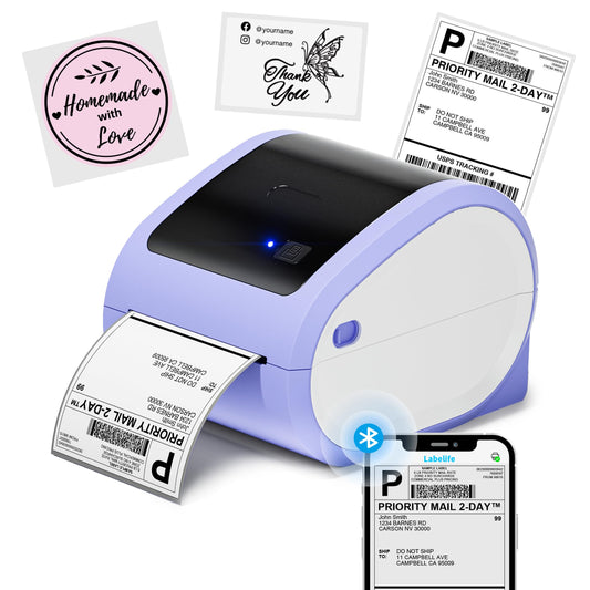 ItriAce D520BT - Impresora Térmica Bluetooth, Impresora de Etiquetas 4 x 6 para pequeños Negocios y Uso doméstico,Impresoras de Etiquetas de Escritorio Compatibles con Royal Mail,Amazon.Morado