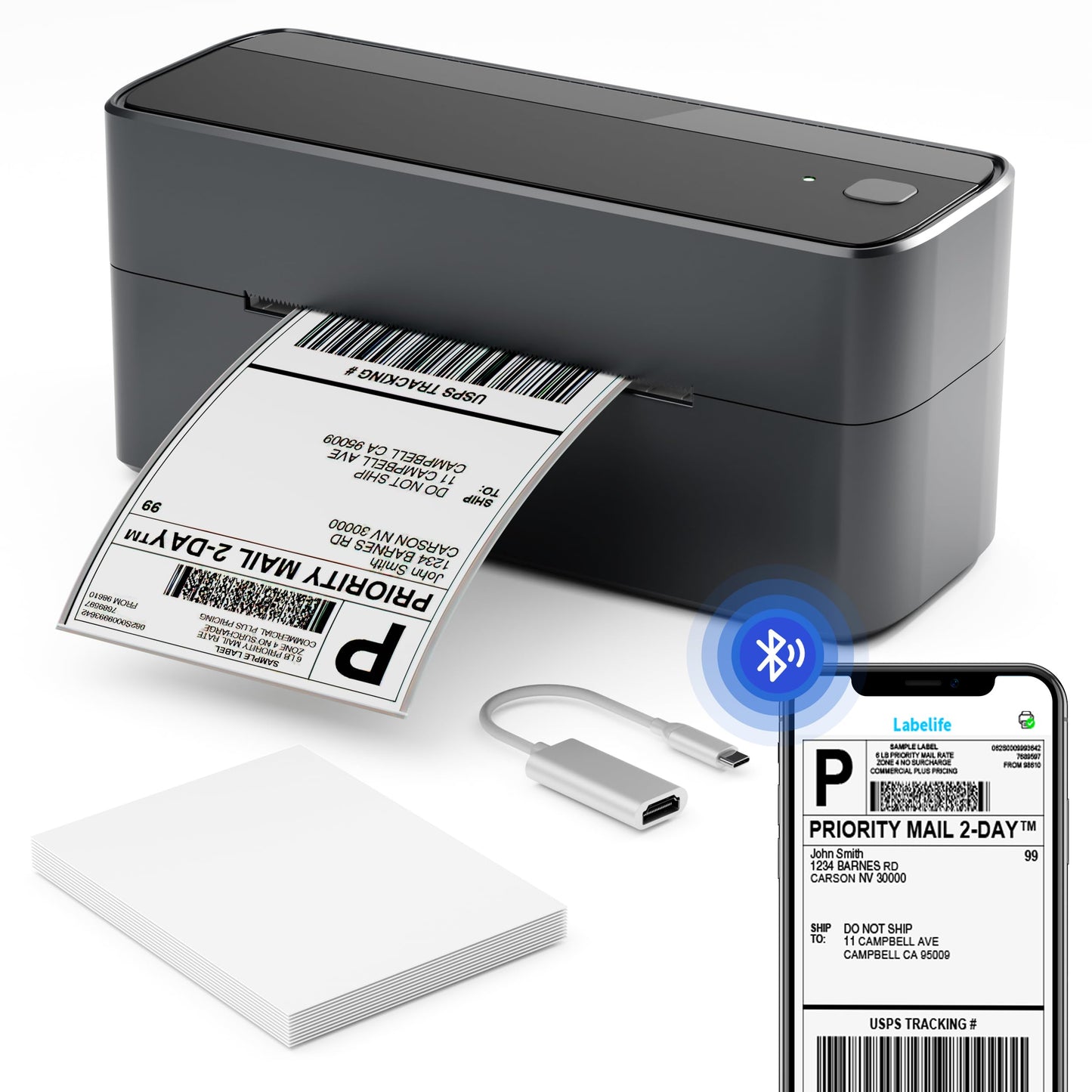 ItriAce 241BT Bluetooth Etikettendrucker, 4×6 Thermodrucker DHL Ettikettendrucķer, Versandetiketten Drucker für Kleine Unternehmen, Label Drucker Kompatibel mit Amazon, Shopify, Ebay, UPS