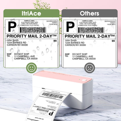 ItriAce 241BT Bluetooth Etikettendrucker, Versandetiketten Drucker 4×6 Thermodrucker DHL Ettikettendrucķer für Kleine Unternehmen, Label Printer Kompatibel mit Amazon, Shopify, Ebay, UPS -Rosa