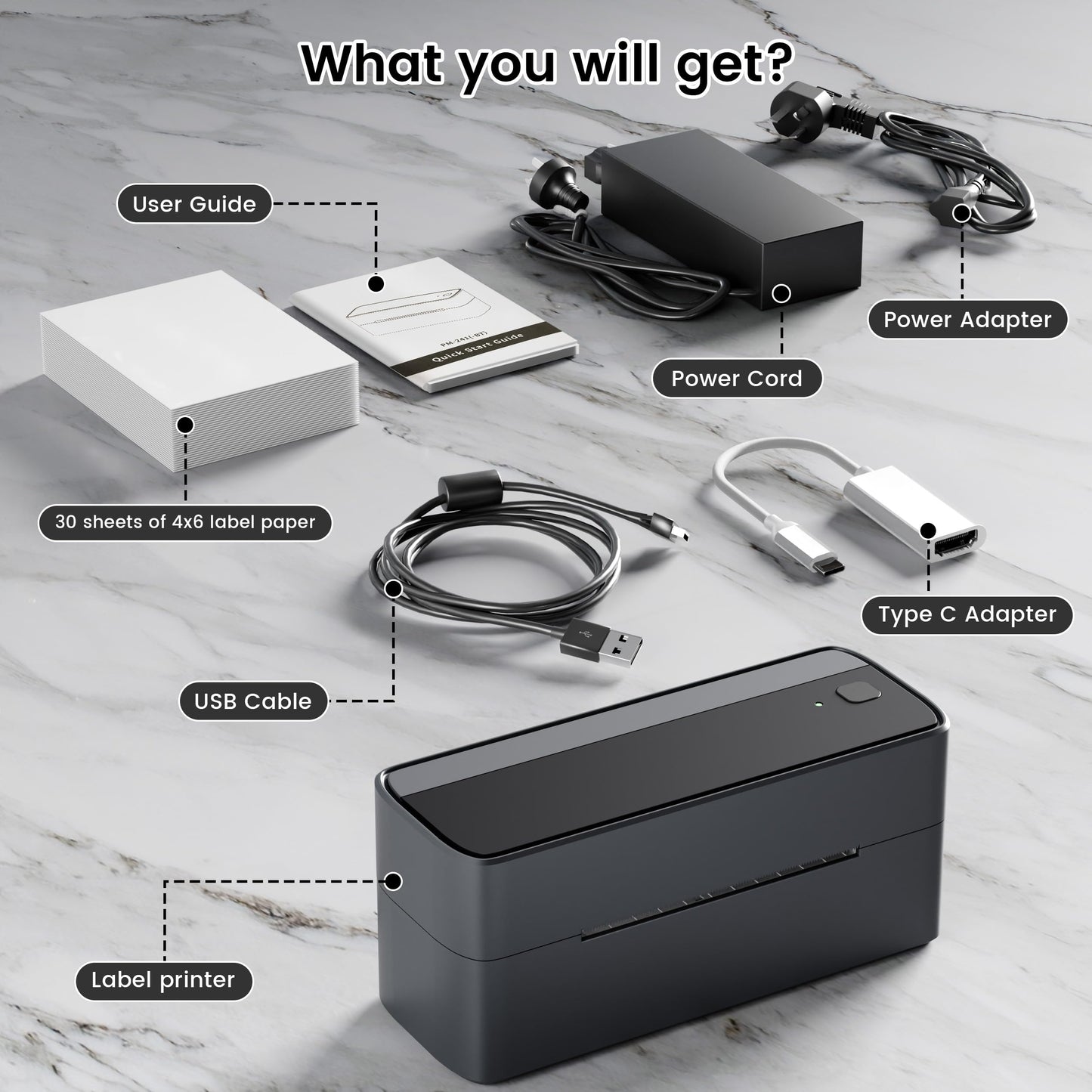 ItriAce 241BT Bluetooth Etikettendrucker, 4×6 Thermodrucker DHL Ettikettendrucķer, Versandetiketten Drucker für Kleine Unternehmen, Label Drucker Kompatibel mit Amazon, Shopify, Ebay, UPS