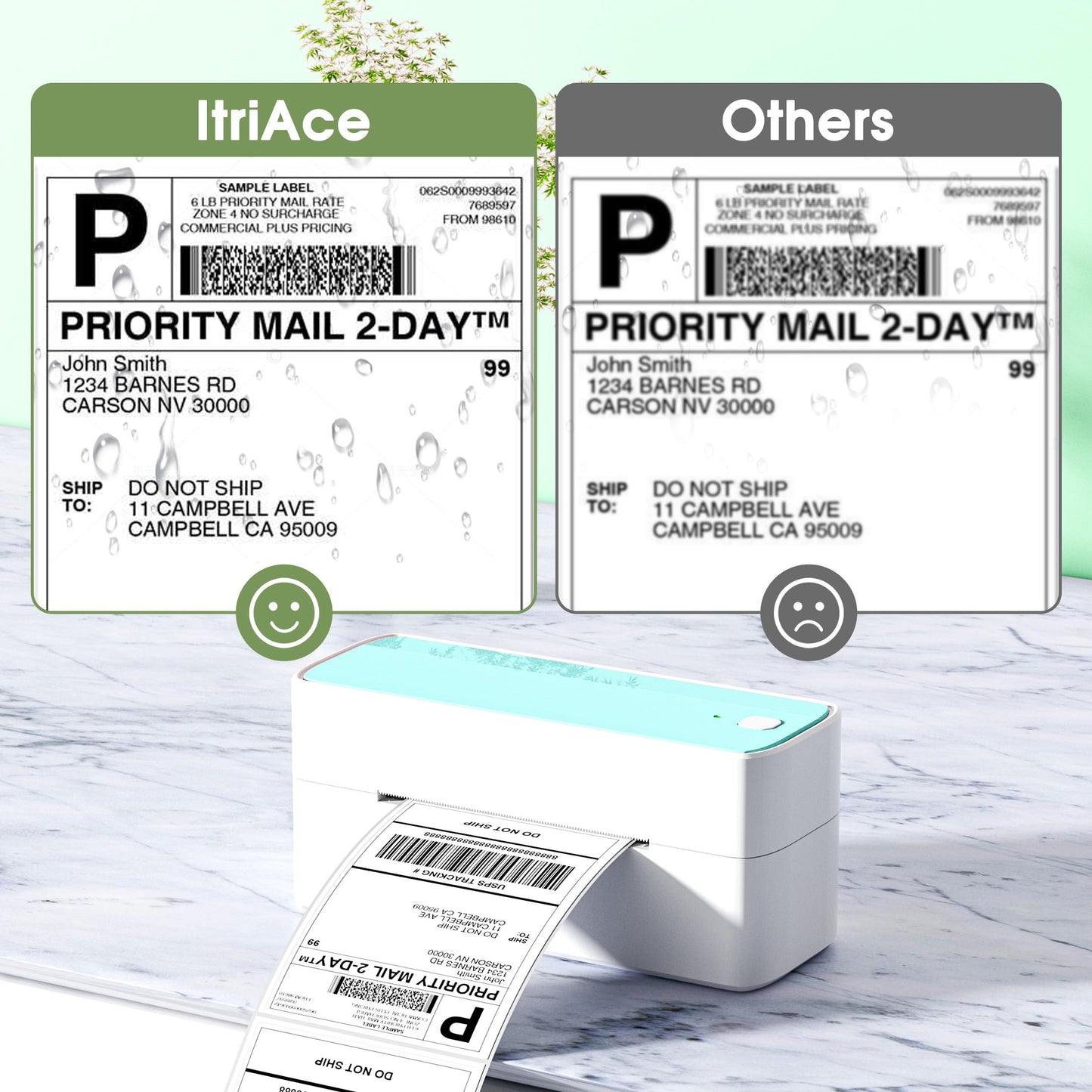 ItriAce 241BT Bluetooth Etikettendrucker, Versandetiketten Drucker 4×6 Thermodrucker DHL Ettikettendrucķer für Kleine Unternehmen, Label Printer Kompatibel mit Amazon, Shopify, Ebay, UPS -Grün