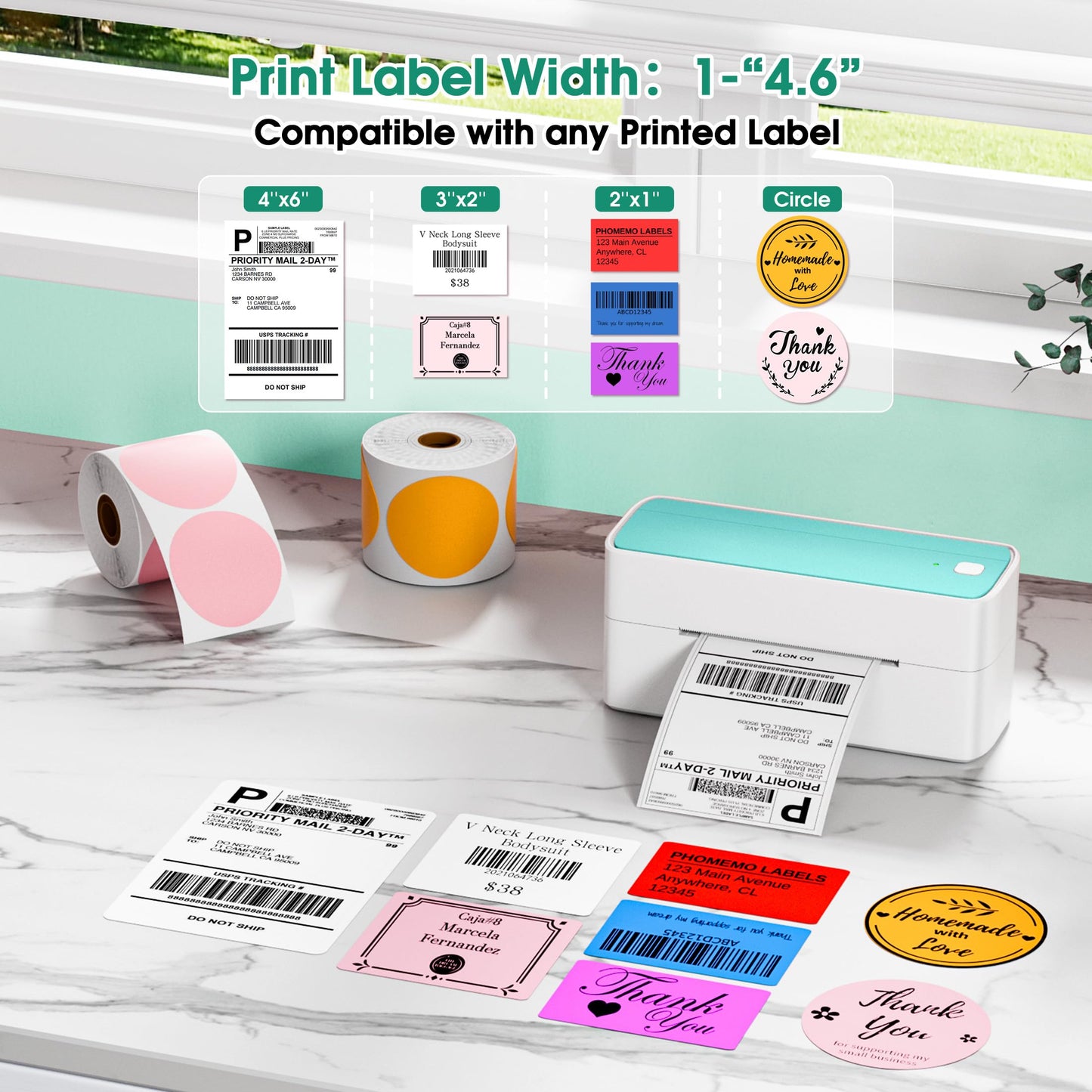ItriAce 241BT Bluetooth Etikettendrucker, Versandetiketten Drucker 4×6 Thermodrucker DHL Ettikettendrucķer für Kleine Unternehmen, Label Printer Kompatibel mit Amazon, Shopify, Ebay, UPS -Grün
