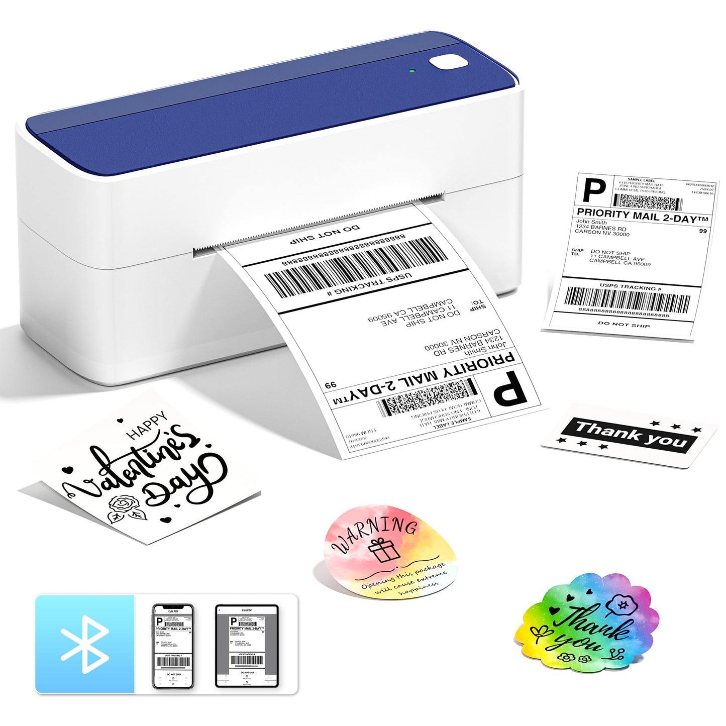 ItriAce 241BT Bluetooth Etikettendrucker, Versandetiketten Drucker 4×6 Thermodrucker DHL Ettikettendrucķer für Kleine Unternehmen, Label Printer Kompatibel mit Amazon, Shopify, Ebay, UPS-Blau