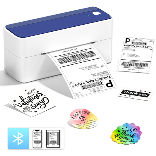 ItriAce 241BT Bluetooth Thermal Printer, 4×6 Shipping Label Printer Machine for Small Business & Home Use, Postage Label Printer Compatible with Amazon, Royal Mail, Shopify, eBay, Etsy -Blue