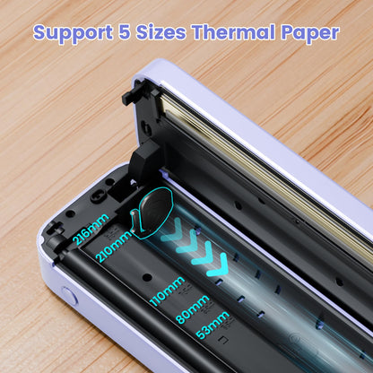 ItriAce Impresora Térmica A4 - Impresora Bluetooth, Impresora Sin Tinta para Oficina, Estudio, Hogar, Viajes, Compatible con Ordenadores Portátiles y Teléfonos - Púrpura