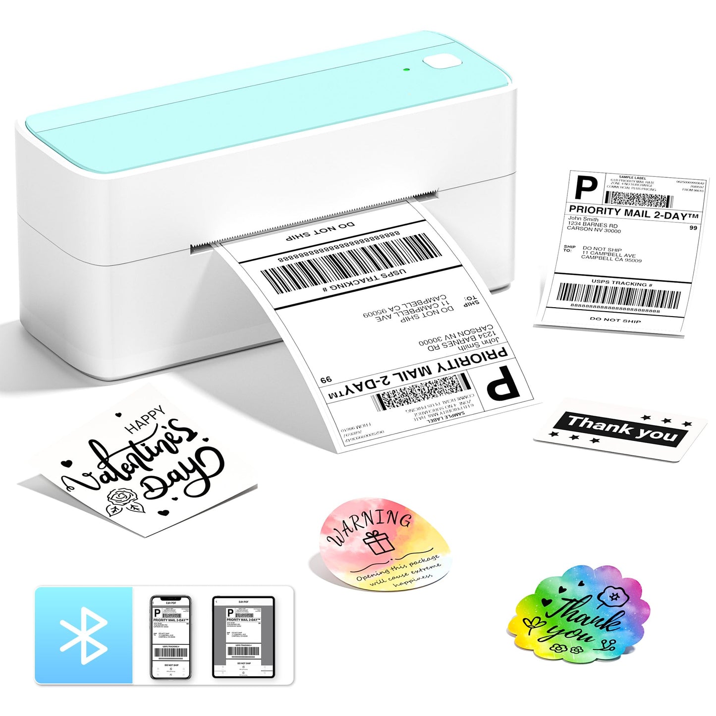 ItriAce 241BT Bluetooth Etikettendrucker, Versandetiketten Drucker 4×6 Thermodrucker DHL Ettikettendrucķer für Kleine Unternehmen, Label Printer Kompatibel mit Amazon, Shopify, Ebay, UPS -Grün